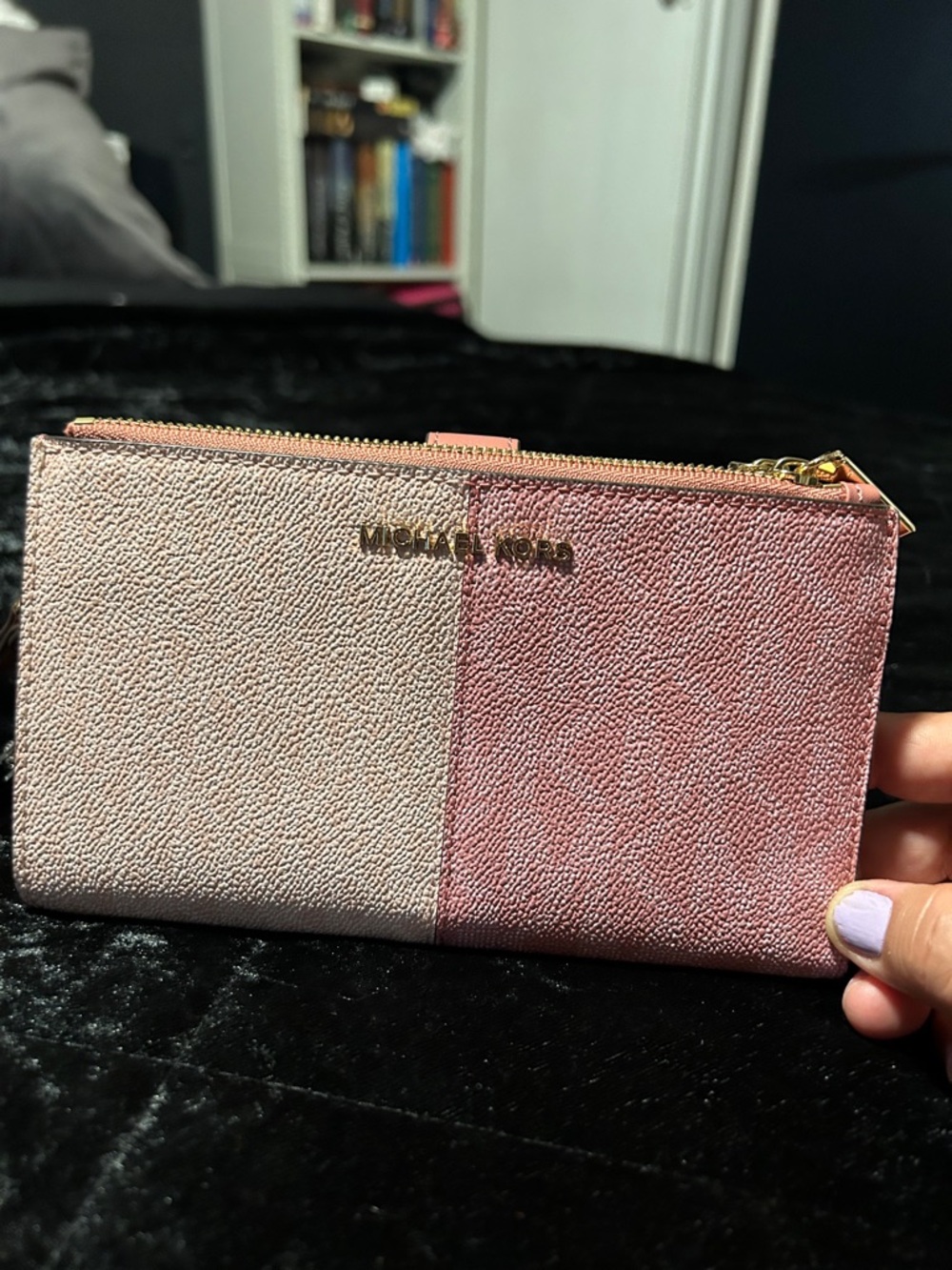 Michael Kors Two-Tone Blush and Pink Zip Wallet